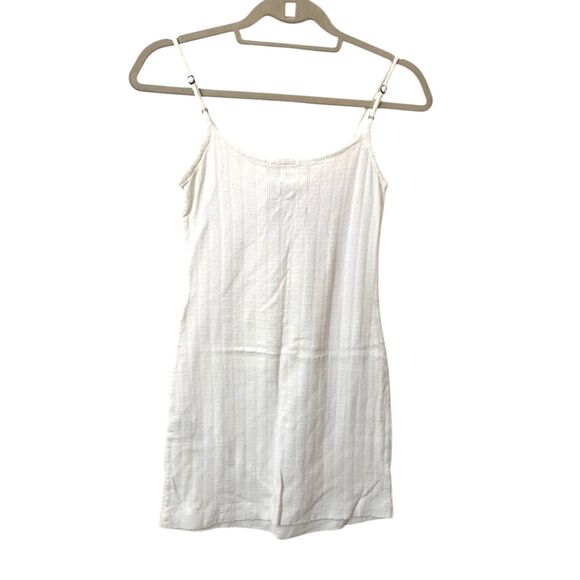 LESET Pointelle Tank Mini Dress White XS‎ - Picture 3 of 6